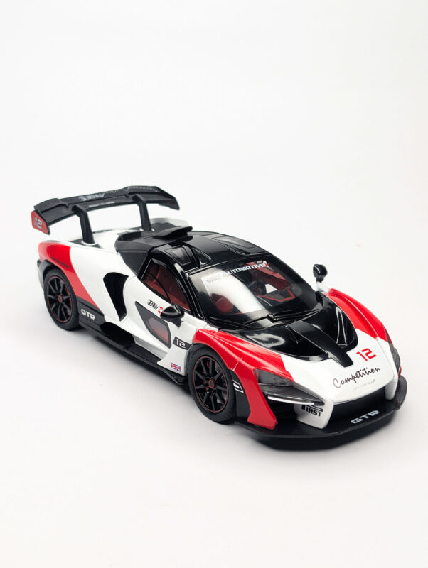McLaren Senna GTR diecast scale model car with realistic lights and detailed finish
