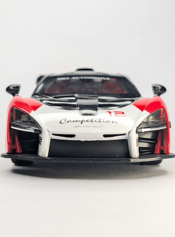 McLaren Senna GTR diecast scale model car with realistic lights and detailed finish